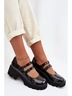 Lakované dámské polobotky na podpatku s pásky Kamira