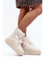 Dámské sněhule s ozdobným šněrováním světle béžová Siracna Dámské sněhule s ozdobným šněrováním světle béžová Siracna