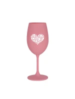 SRDCE - růžová sklenice na víno 350 ml