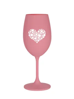SRDCE - růžová sklenice na víno 350 ml