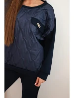 Dámská souprava z viskózy s prošívanou mikinou a kalhotami granatový