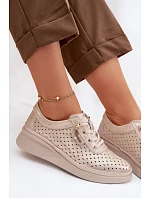 Kožené Ažurové Dámské Polobotky Vinceza 79603 Zlaté