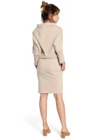 B032 Šaty s kimonovými rukávy - béžové