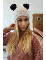 Fleecová čepice 2 bambulky K291 béžová - Oliwier Fleecová čepice 2 bambulky K291 béžová - Oliwier