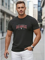 Pánské bavlněné tričko s nápisem, černé, FashionStreet NX5136R Pánské bavlněné tričko s nápisem, černé, FashionStreet NX5136R