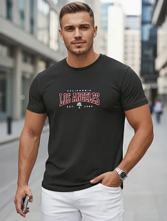 Pánské bavlněné tričko s nápisem, černé, FashionStreet NX5136R
