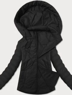 Lehce zateplená černá dámská bunda se stojáčkem a kapucí J Style (16M9229-392)