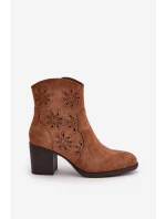 Boty S Prodyšným Svrškem Na Podpatku Eko Semišové Hnědé Nevishiia