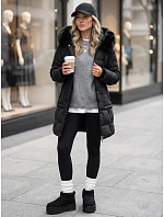 Dámská zimní prošívaná bunda s kapucí, černá, FashionStreet TY5824