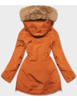 Oranžová dámská zimní bunda parka (CAN-588BIG) Oranžová dámská zimní bunda parka (CAN-588BIG)