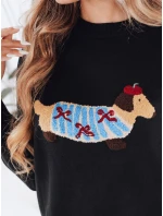 Dámský svetr CHICPAWS s aplikací psa černý FashionStreet MY2541