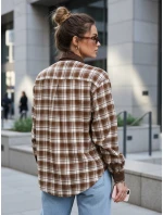 Dámská kostkovaná košile na knoflíky hnědá FashionStreet DY0486