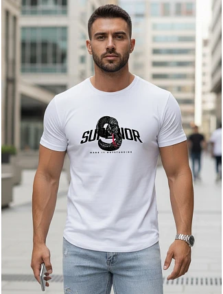 Pánské tričko s potiskem SUPERIOR bílé FashionStreet NX5015R Pánské tričko s potiskem SUPERIOR bílé FashionStreet NX5015R