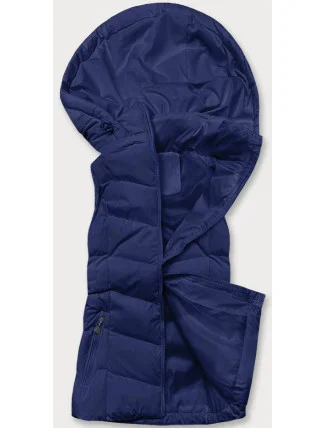 Tmavě modrá péřová dámská vesta s kapucí (5M720-215) Tmavě modrá péřová dámská vesta s kapucí (5M720-215)