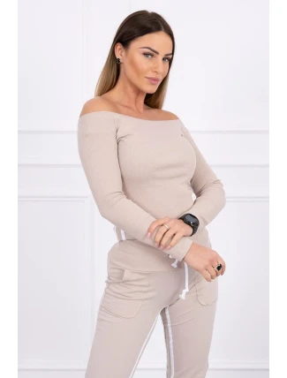 Sada s dvojitými pruhy béžová+bílá Sada s dvojitými pruhy béžová+bílá