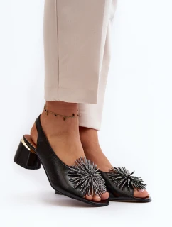 Kůže Sandály Na Trojúhelníkovém Podpatku Laura Messi 2595 Hnědé