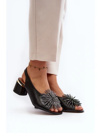 Kůže Sandály Na Trojúhelníkovém Podpatku Laura Messi 2595 Hnědé