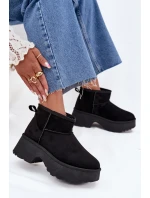 Dámské Nízké Sněhule Na Zasun S Oteplením S Hřejivým Kožíškem Černé Mavelle