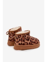 Dětské a juniorské zateplené sněhule s kožíškem Mireya – panterka/bronzové