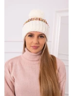 Dámská čepice s bambulí Ellen K325 ecru Dámská čepice s bambulí Ellen K325 ecru