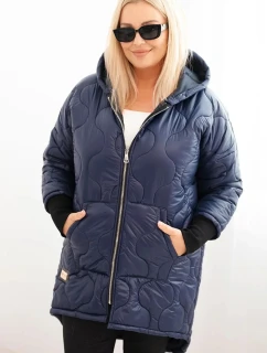 Dámská zimní bunda Plus Size prošívaná s kapucí granátová