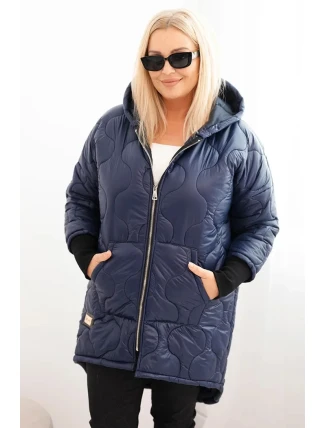 Dámská zimní bunda Plus Size prošívaná s kapucí granátová Dámská zimní bunda Plus Size prošívaná s kapucí granátová
