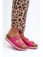 Dámské žabky na platformě s přezkami z ekokoženky fuksiové Ursila