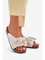 Dámské sandály na korkové podrážce s mašlí béžové Seressa