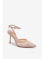 Dámské sandály na podpatku z eko kůže béžové Sedira