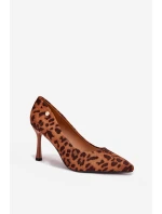 Dámské lodičky s leopardím vzorem Vinceza – hnědé