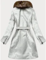 Šedý dámský kabát s kožešinou (JC241) Šedý dámský kabát s kožešinou (JC241)