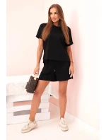 Dámský punto set s krátkými rukávy a šortkami černý