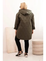 Dámská bunda Plus Size prošívaná s kapucí a nápisem HOPE khaki