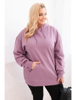 Dámská mikina s kapucí a klokaní kapsou Plus Size z bavlny tmavě růžová Dámská mikina s kapucí a klokaní kapsou Plus Size z bavlny tmavě růžová