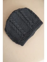 Dámská zimní čepice z vlny s copánkovým vzorem K452 grafitová