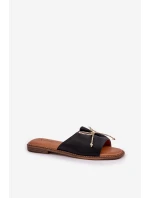 Sandály Na Ploché Podešvi S Ozdobnou Mašlí Černé Deonelis