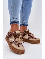 Dámské Tenisky Na Platformě S Dvojitým Šněrováním Leopardí Béžové Niteria