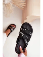 Dámské pantofle s textilními pásky Paris na platformě černé Celinea