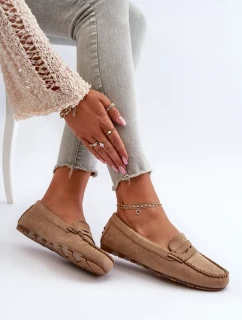 Klasické dámské semišové mokasíny tmavě béžové Glimris