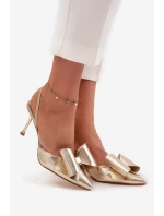 Lodičky s odkrytou patou a mašlí Eklevia – zlaté