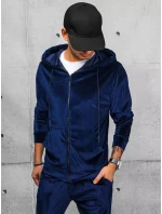 Pánská tmavě modrá velurová mikina FashionStreet BX5541