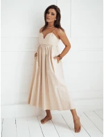 ELIENE světle béžové midi šaty FashionStreet EY2443 ELIENE světle béžové midi šaty FashionStreet EY2443