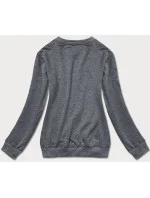 Tmavě šedá tenká dámská tepláková mikina se stahovacími lemy (68W05-5)