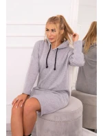 Šaty s kapucí a bočním rozparkem šedé Šaty s kapucí a bočním rozparkem šedé