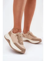 Dámské semišové tenisky na platformě Big Star RR274A345 HI-POLY SYSTEM Tmavě béžové