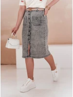 Džínová midi sukně GUZIKOVA šedá FashionStreet CY0510 Džínová midi sukně GUZIKOVA šedá FashionStreet CY0510