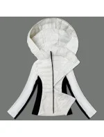 Bílá dámská bunda z různých spojených materiálů J Style (16M9223-281)