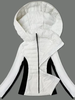 Bílá dámská bunda z různých spojených materiálů J Style (16M9223-281)