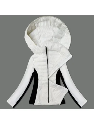 Bílá dámská bunda z různých spojených materiálů J Style (16M9223-281)