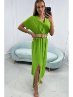 Dlouhé šaty s ozdobným páskem kiwi Dlouhé šaty s ozdobným páskem kiwi